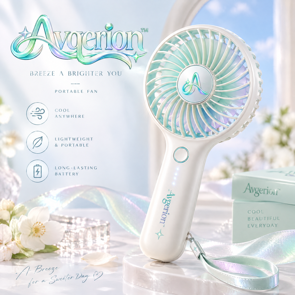 Avqerion™ Iridescent Mint Portable Handheld Fan — main design