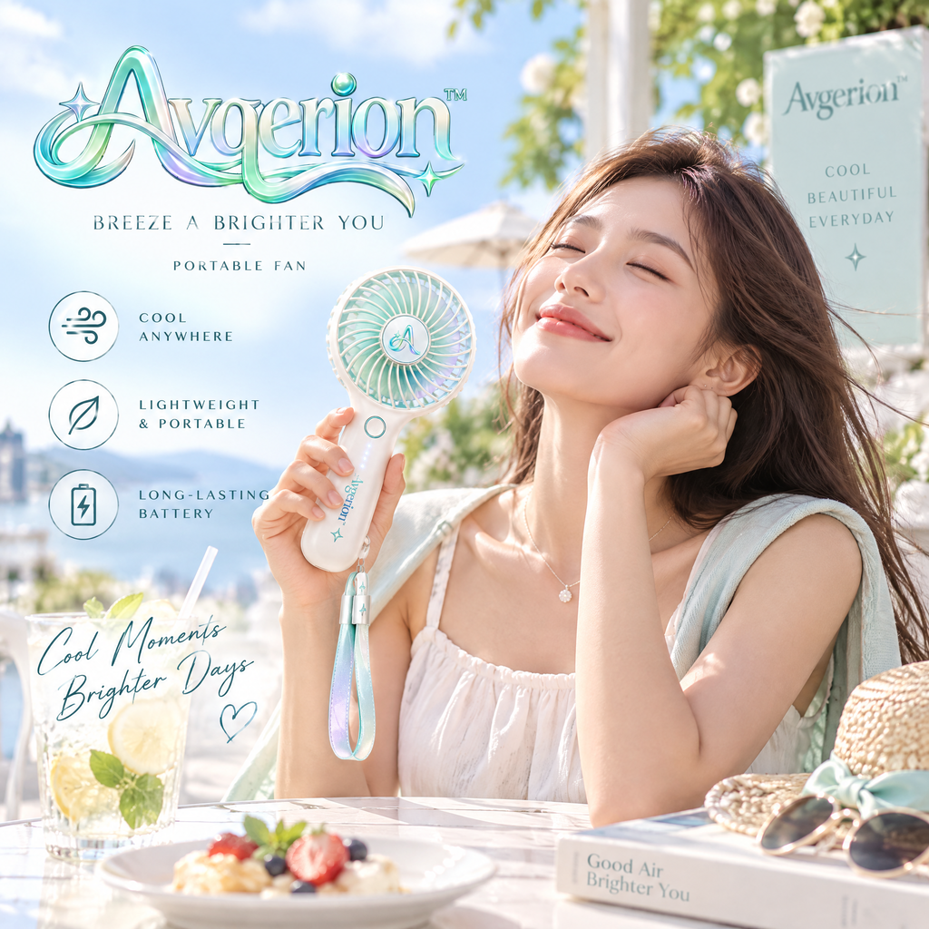 Avqerion™ Iridescent Mint Portable Handheld Fan — everyday use