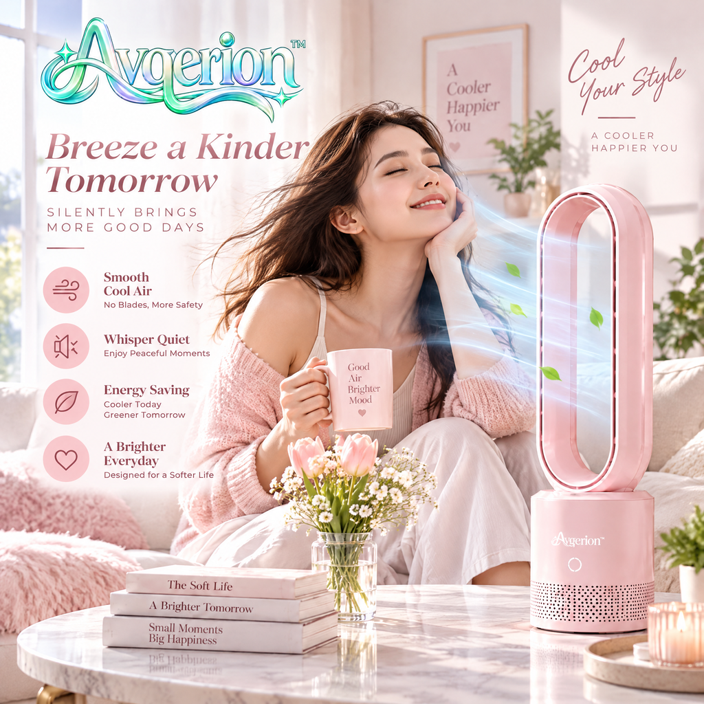 Avqerion™ Blush Pink Bladeless Tower Fan — everyday use