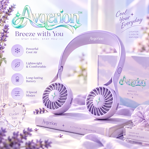 Avqerion™ Lavender Purple Hands-Free Neck Fan — main design