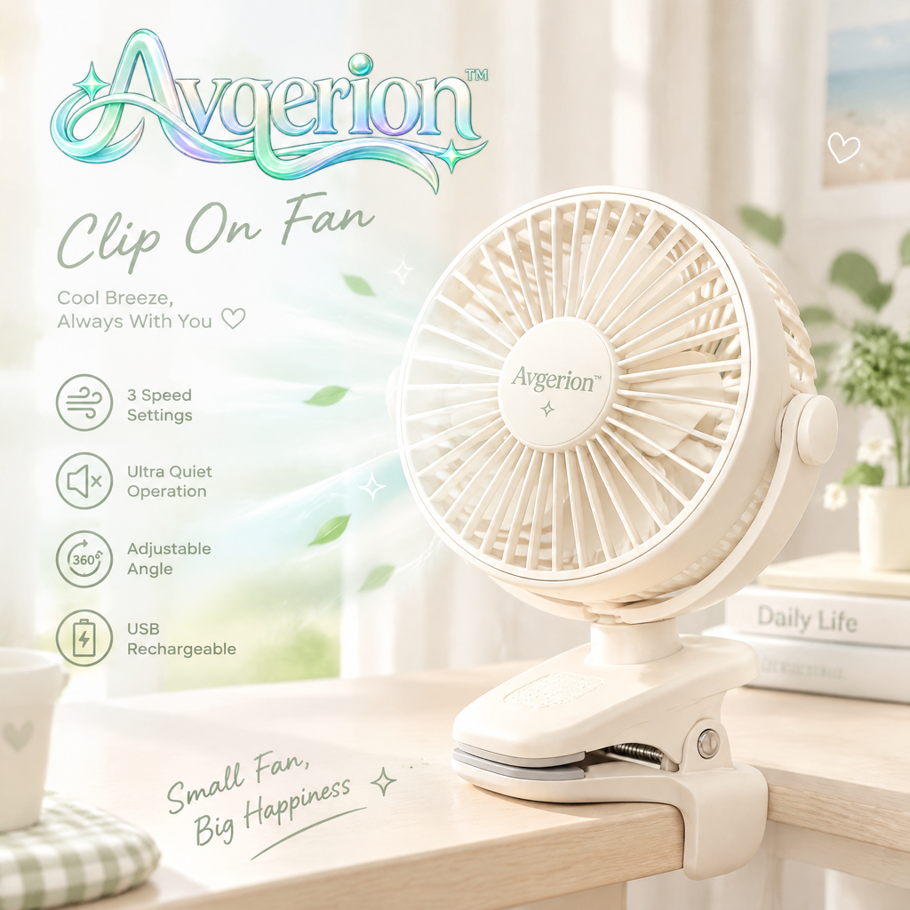 Avqerion™ Cream Clip-On Personal Fan — main design