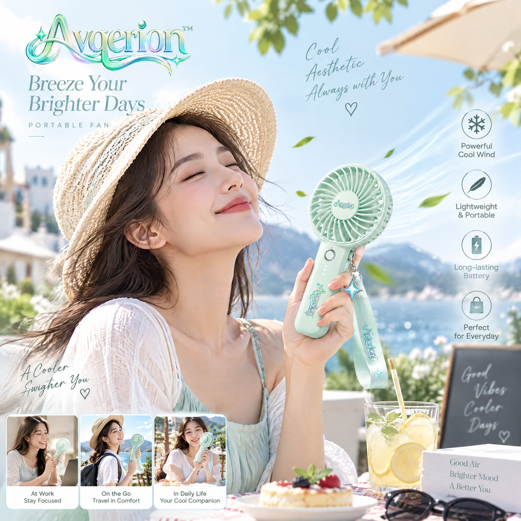 Avqerion™ Mint Green Portable Handheld Fan — everyday use