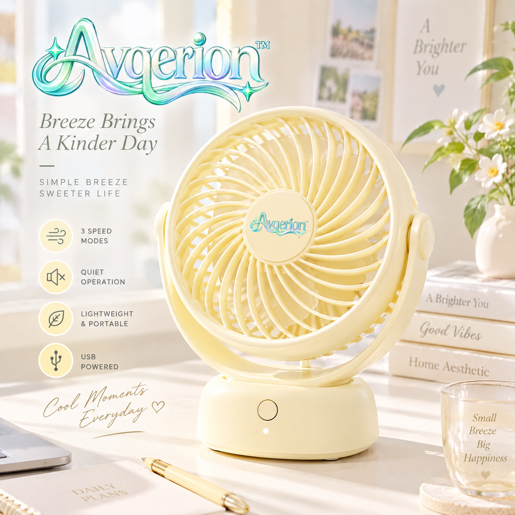 Avqerion™ Butter Yellow Table Fan — main design