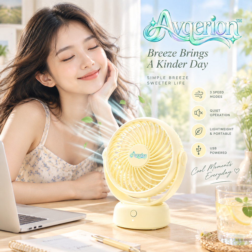Avqerion™ Butter Yellow Table Fan — everyday use