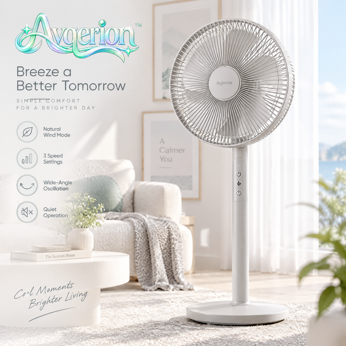 Avqerion™ Minimalist White Pedestal Fan — main design