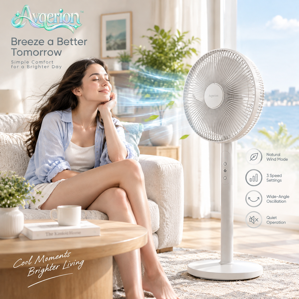 Avqerion™ Minimalist White Pedestal Fan — everyday use