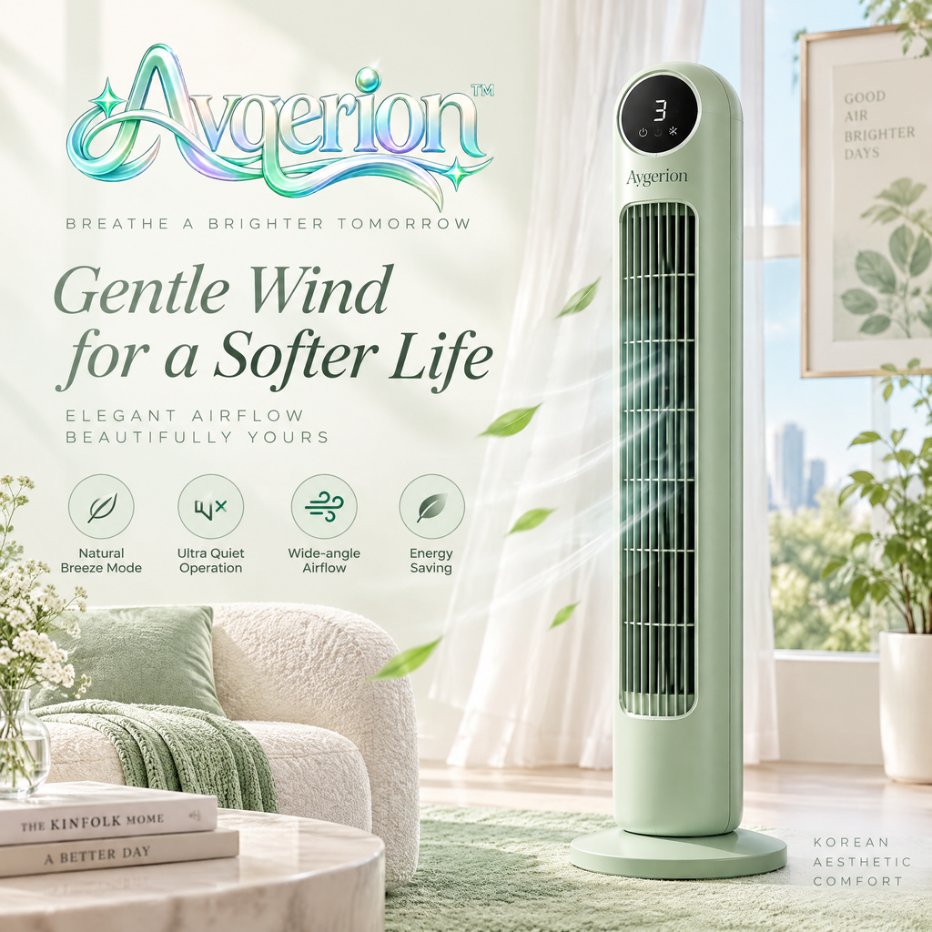 Avqerion™ Sage Green Tower Fan — main design